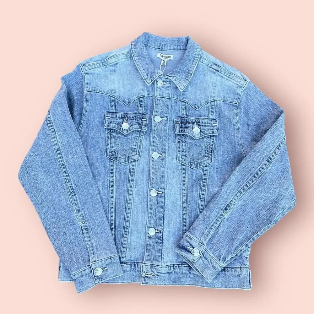 true religion light wash denim jacket - Picture 2 of 6